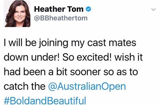Anche Heather Tom in Australia per Beautiful