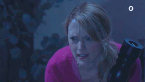 Rosalie colpisce Michael scambiandolo per un ladro, Tempesta d'amore © ARD (Screenshot)
