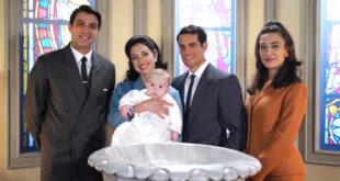 Gli attori Pietro Masotti, Clara Danese, Emanuel Caserio, Nicoletta Di Bisceglie / Il paradiso delle signore (foto Ufficio Stampa Aurora Tv)