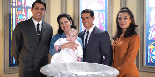 Gli attori Pietro Masotti, Clara Danese, Emanuel Caserio, Nicoletta Di Bisceglie / Il paradiso delle signore (foto Ufficio Stampa Aurora Tv)